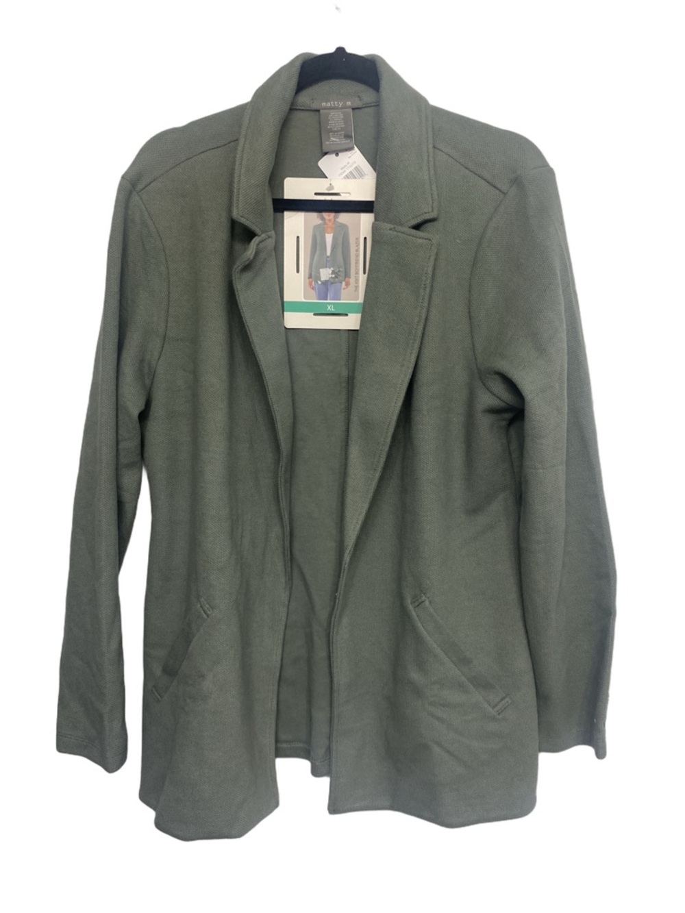 Matty M Olive Green Knit Boyfriend Blazer NWT Size XL - Picture 2 of 5